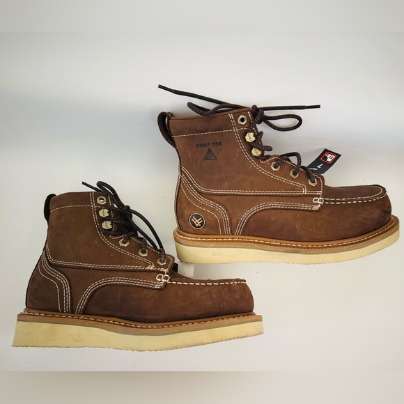 Hawx Men’s 6" Grade Comp Moc Toe Work Boots, Brown Leather, Size 7D, NWT - Picture 8 of 15